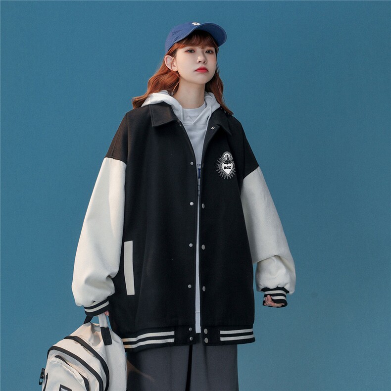 中性风22秋季西海岸嘻哈拼接拼色翻领棒球服夹克外套G609P85控108,男装夹克,A247A