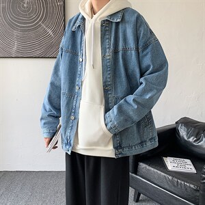 质感牛仔夹克韩版宽松上衣复古工装牛仔衣外套夹克衫WT08 P68图片