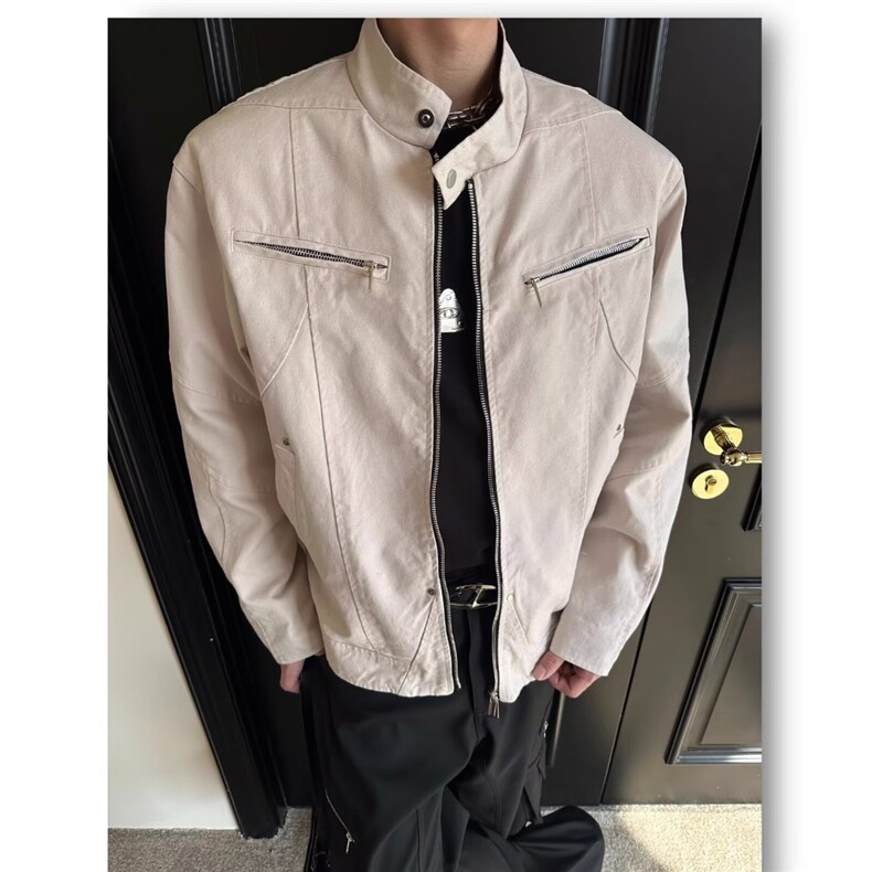 [001]水洗立领夹克男拉链短款情侣工装休闲外套A079-JK96005-P73,男装夹克,电商A079