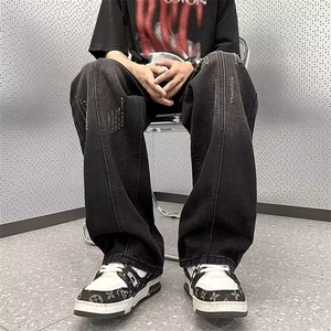 破洞牛仔裤男潮牌宽松直筒裤美式高街vibe阔腿裤N2266-p42 加绒52图片