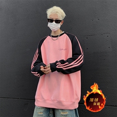 抖音得物供货提供视频秋冬重磅美式宽松织带圆领卫衣07169，男装卫衣，电商A486