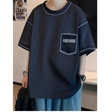 设计感假口袋T恤男短袖夏季宽松五分袖体恤潮流情侣衣服ST528-P34，男装T恤，星座412-3