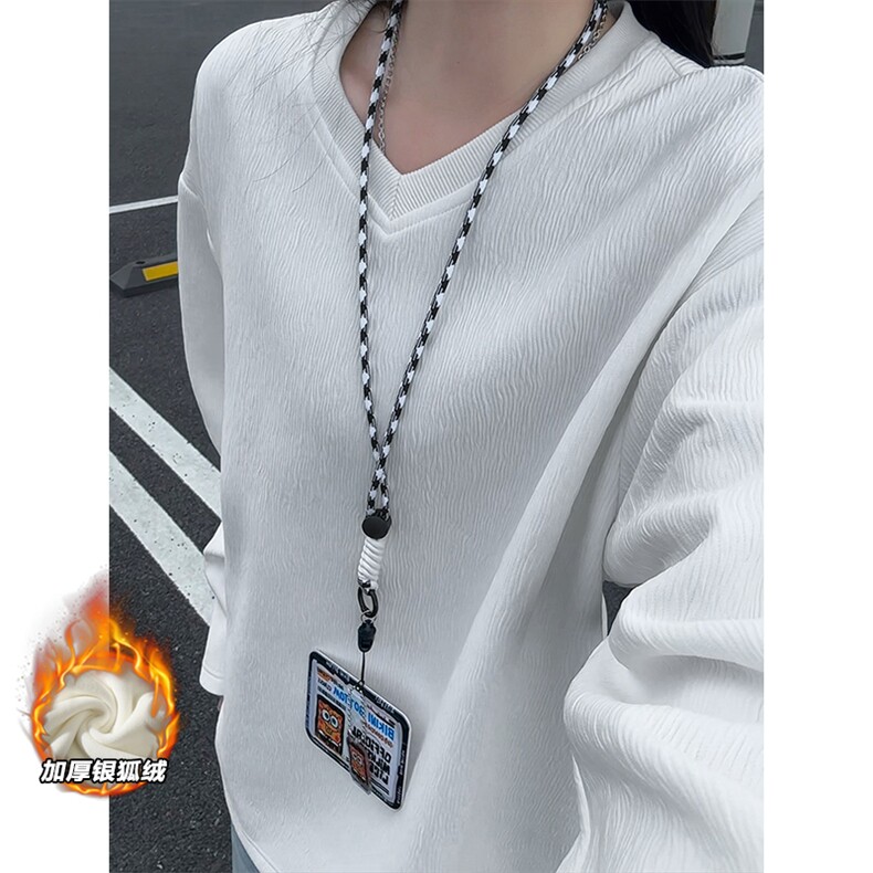 加绒银狐绒男450g重磅肌理感内搭长袖T恤T24509J加绒-特P33控65，男装T恤，电商A001