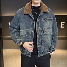 2025冬款加绒牛仔夹克男羊羔毛领加厚外套保暖上衣B317/J613/P165，男装夹克，电商B317