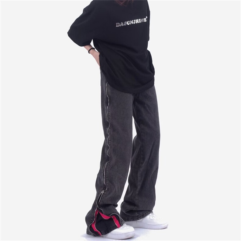 欧美高街拉链牛仔裤男hiphop炸街复古宽松小众vibe风长裤GN71-P72,男装牛仔裤,星座1008