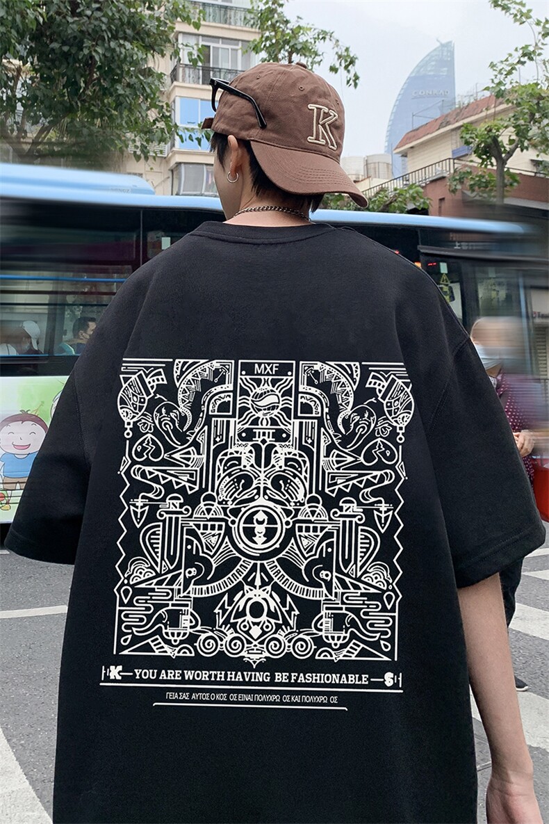 量大优可提供视频2024夏季新美式短袖T恤D223A-T24182-P18,男装T恤,电商019-1