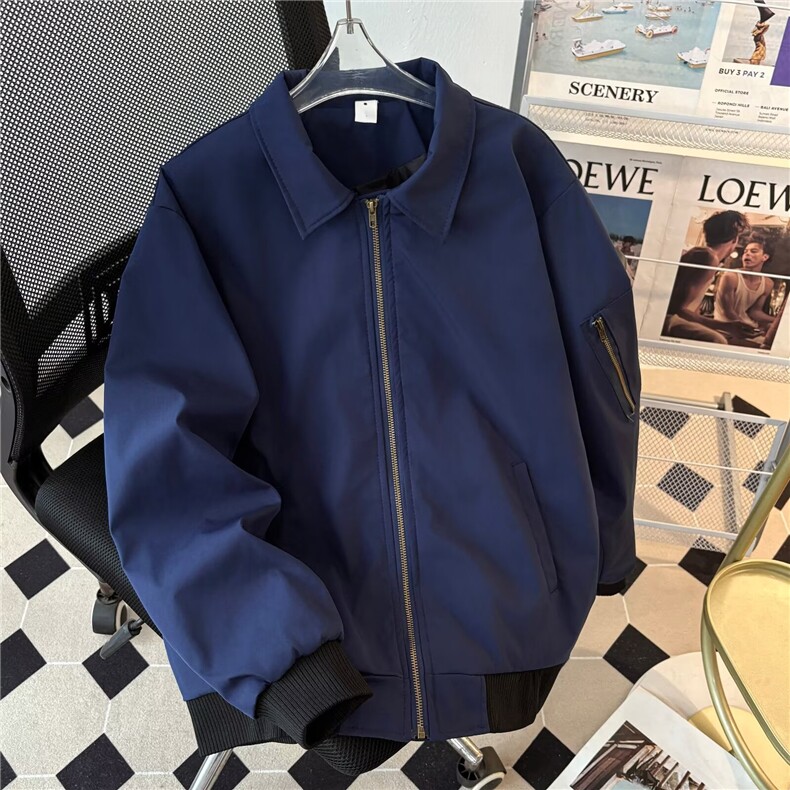 复古飞行夹克外套男潮牌高级感翻领短款棒球服5505P57,男装夹克,星座410-2