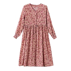 法式气质长袖连衣裙女秋装2025秋季新款收腰显瘦休闲百搭碎花裙子，女装连衣裙，艾米