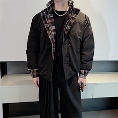 冬季新款高级休闲格子拼接立领棉衣保暖棉服男M212-P158(档口图，男装棉衣，电商B267
