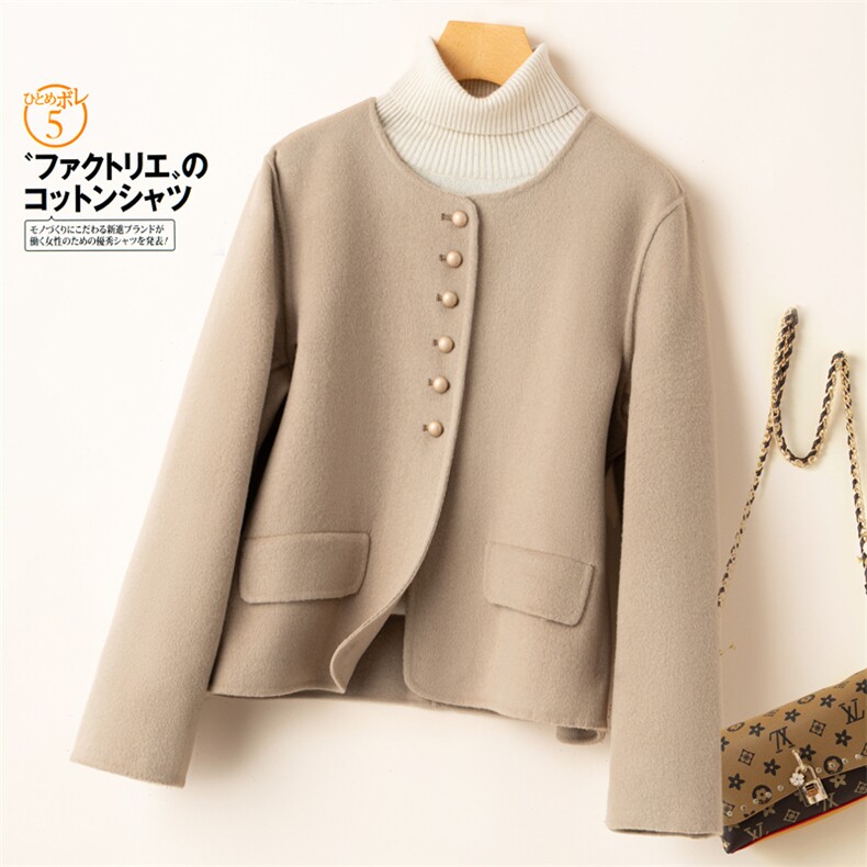 2025秋冬新款高级双面呢羊毛大衣女赫本风气质修身羊毛呢子外套，女装双面呢大衣，优远毛呢大衣