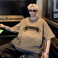 美式复古水洗潮渐变潮牌短袖T恤男女同款设计师高级感半袖P38，男装T恤，电商C307