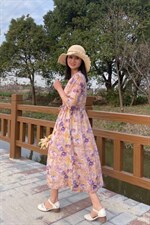 【现货】纯苎紫荆花连衣裙，女装连衣裙，依鼎衣典