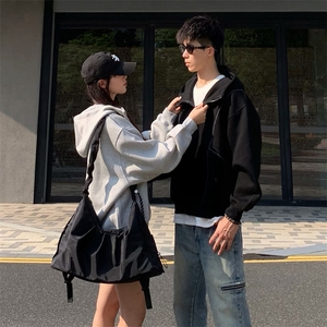 抖音得物高品质秋冬美式高街重磅结构辑明线纹理连帽卫衣外套W111图片
