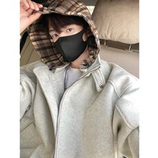 【有货】D8896-P105美式复古格子毛呢连帽外套男秋冬款假两件棉服，男装棉衣，星座603-2