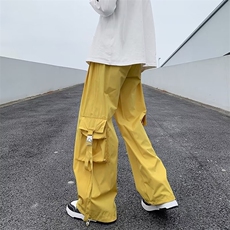 设计感工装裤女多巴胺设计感抽绳vibe裤夏季薄款宽松直筒休闲长裤，男装休闲裤，星座601-2