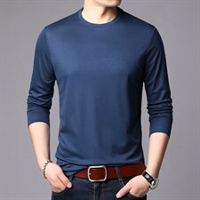 B68107钱塘2021-2春季主推大货跑量高品质款男士T恤长袖，男装T恤，钱塘207-2