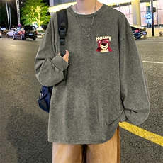 直播品质重磅纯棉美式蜡染水洗做旧潮牌宽松长袖t恤CT309特P38，男装T恤，电商A486