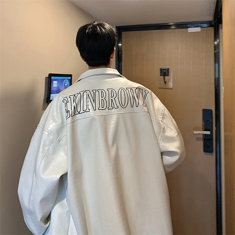 2025港风工装皮衣中性休闲宽松潮流大码M-5XL夹克JK7757P90控128，男装皮衣，星座227-7