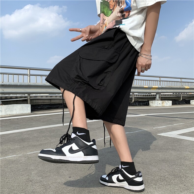 大口袋工装短裤日系五分裤情侣男女款宽松休闲裤2023新款夏DK9011,男装休闲裤,星座601-2