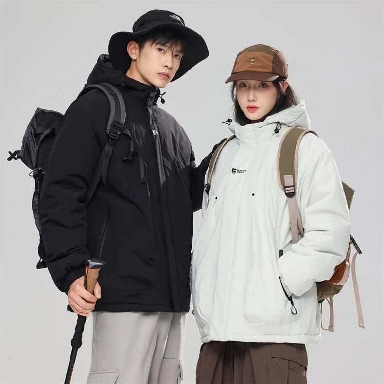 冬季新款棉服加厚大码情侣休闲纯色冲锋衣潮牌连帽外套棉衣男,男装棉衣,星座1013
