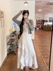春夏气质显瘦高腰不规则显瘦蛋糕长裙，女装连衣裙，湘姗
