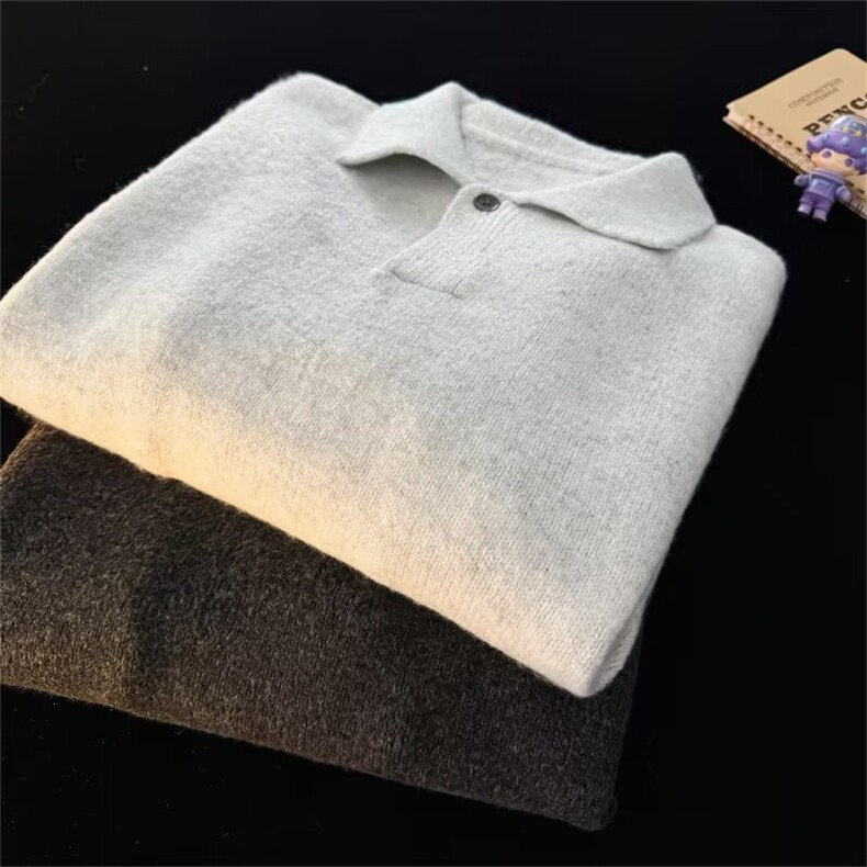 美式复古cleanfit针织Polo衫男女秋季穿搭长袖高级感翻领打底衫,男装T恤,星座813-2