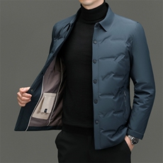 羽绒服男2024年冬季新款中青年爸爸装翻领夹克鸭绒保暖外套上衣服，男装羽绒服，电商B212（原钱塘6029）