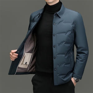 羽绒服男2024年冬季新款中青年爸爸装翻领夹克鸭绒保暖外套上衣服图片