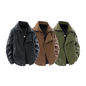 得物二开 嘻哈街头机车服男士PU皮衣宽松潮牌外套痞帅JK1191-P90图片