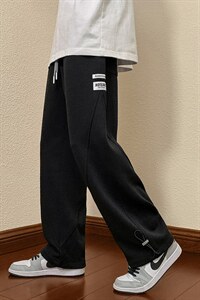 2023秋冬新款 港风 撞色绣标宽松抽绳束脚休闲裤运动裤K241-P60图片