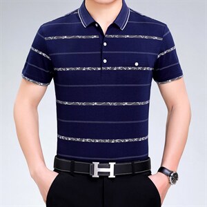 爸爸夏装男士冰丝短袖t恤中老年纯棉T恤夏季POLO衫中年40男装50岁,男装T恤,电商B212（原钱塘6029）