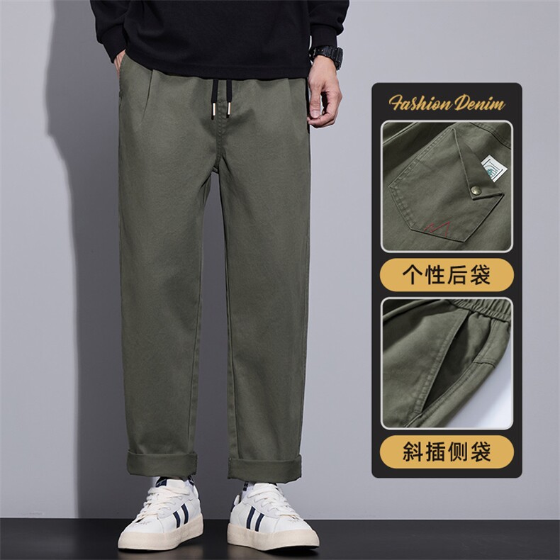 美式工装裤男士宽松直筒秋冬新款纯棉休闲微锥长裤子Z9886-P40特,男装休闲裤,星座509