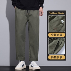 美式工装裤男士宽松直筒秋冬新款纯棉休闲微锥长裤子Z9886-P40特，男装休闲裤，星座509