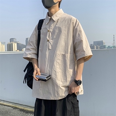 T013-P35夏季宽松型日系poloT恤，男装T恤，星座1501-1