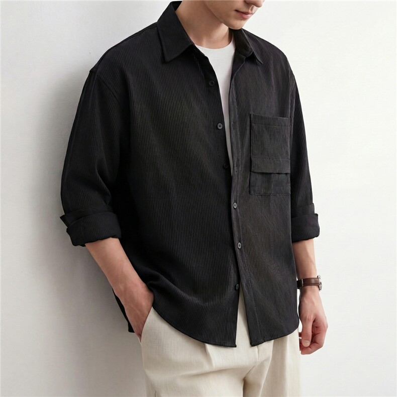 2026轻熟风春款高品质提花垂坠感痞帅衬衫寸衫A236-0818-P65，男装衬衫，电商A236