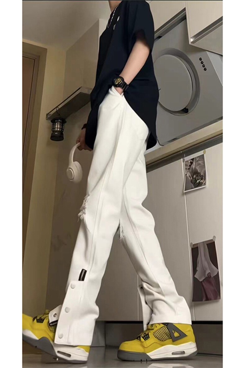 美式高街ins小众拉链hiphop排扣破洞休闲牛仔裤货号K642P60控78,男装牛仔裤,电商A063