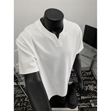 假模特批250克男装夏季新款大码宽松短袖T恤夏装V领打底衫S399P20，男装T恤，电商A233-1