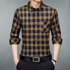秋冬男装长袖格子衬衫中青年免烫格子保暖衬衣爸爸装ZSL2306-P85，男装衬衫，电商B212（原钱塘6029）