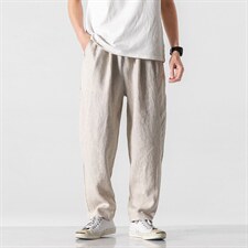 亚麻裤男纯色百搭潮流束脚裤A221/K318，男装休闲裤，电商A221A