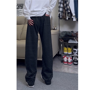 格子毛呢休闲裤现货抖音可送样A061-AX00958-特P35图片
