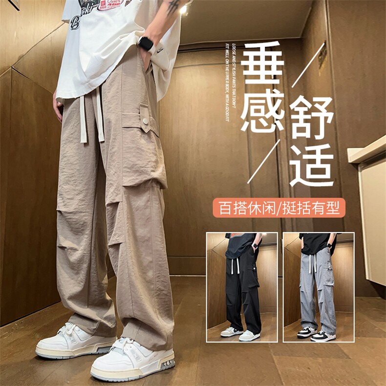 直播数据款 春季新款大口袋伞兵裤宽松直筒休闲裤工装裤 K515-P42图片