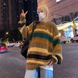秋冬新款高质量慵懒风水洗貂毛衣男女宽松情侣针织衫M5579-P58图片