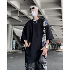 C447-P322024夏季新中式潮短袖T恤男美式潮牌五分袖上衣现货，男装T恤，星座512-6