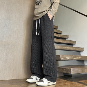 YK86126-P55 78.3%聚酯纤维21.7%锦纶美式复古黑色格裤子男款秋冬图片