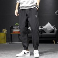 2021春季新日系沙发墙大码拼接布标男束脚九分裤休闲裤K2021-P45，男装休闲裤，电商A001