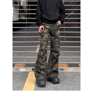 【有货】DK61-批50原版质量美式复古迷彩裤多口袋男春秋季微喇裤图片