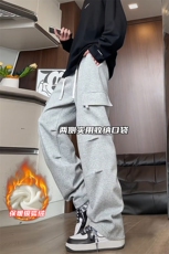港风保暖银狐绒大码运动卫裤男大口袋休闲裤K1955J加绒-特P30控58，男装休闲裤，电商A001-1