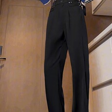 大码黑色西裤秋冬新款垂坠感高级感休闲百搭裤子高腰直筒西装裤子，男装西服套装，星座218-1（原230）