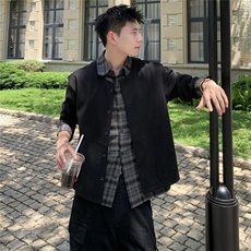 1506A/GF-A67670/P75秋季新款美式复古风假两件拼接衬衫，男装衬衫，星座1506A