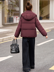 欧洲站2025冬季新款连帽白鸭绒羽绒服小个子宽松外套百搭，女装羽绒服，朵莱米